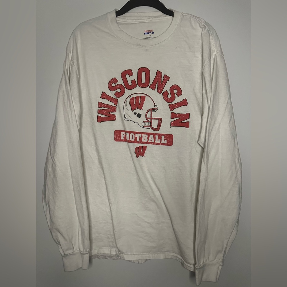 Hanes Wisconsin Badgers Football Long Sleeve Shirt (L)